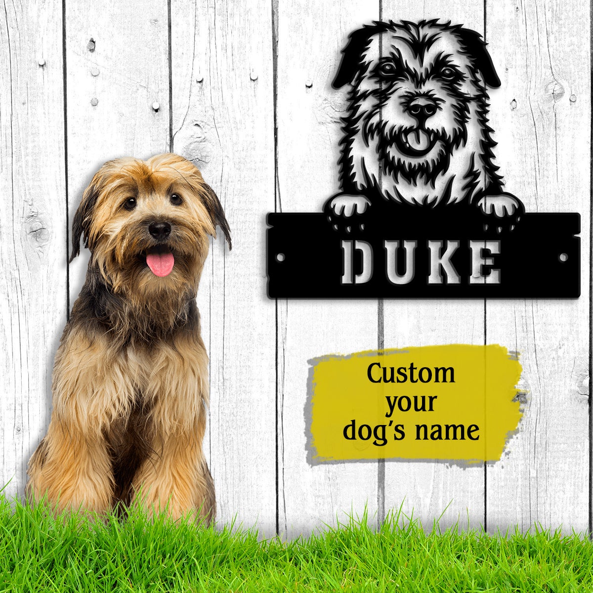 Border Terrier Monogram Dog House Sign Metal Wall Art