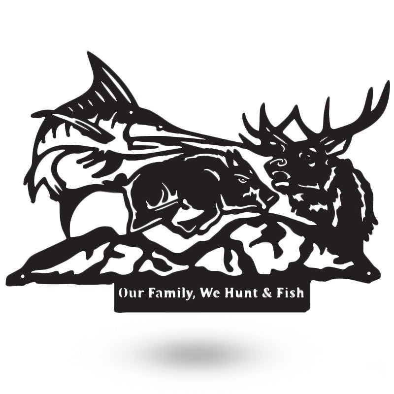 Born To Hunt Deer Boar Fish Custom Metal Hunting Sign Metal Wall Art