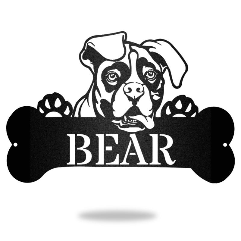 Boxer Monogram Dog House Sign Metal Wall Art