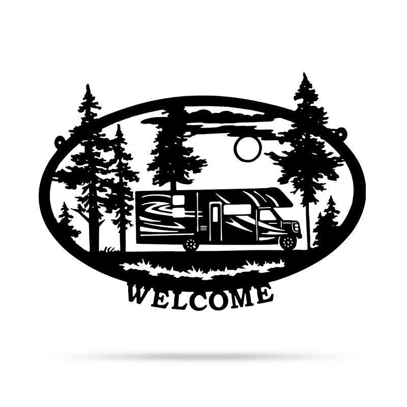 Camper Powdercoated Welcome Travel Trailer Camper Metal Wall Art