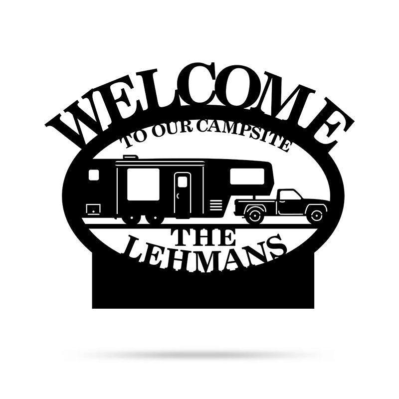 Round Camp Sign Metal Wall Art