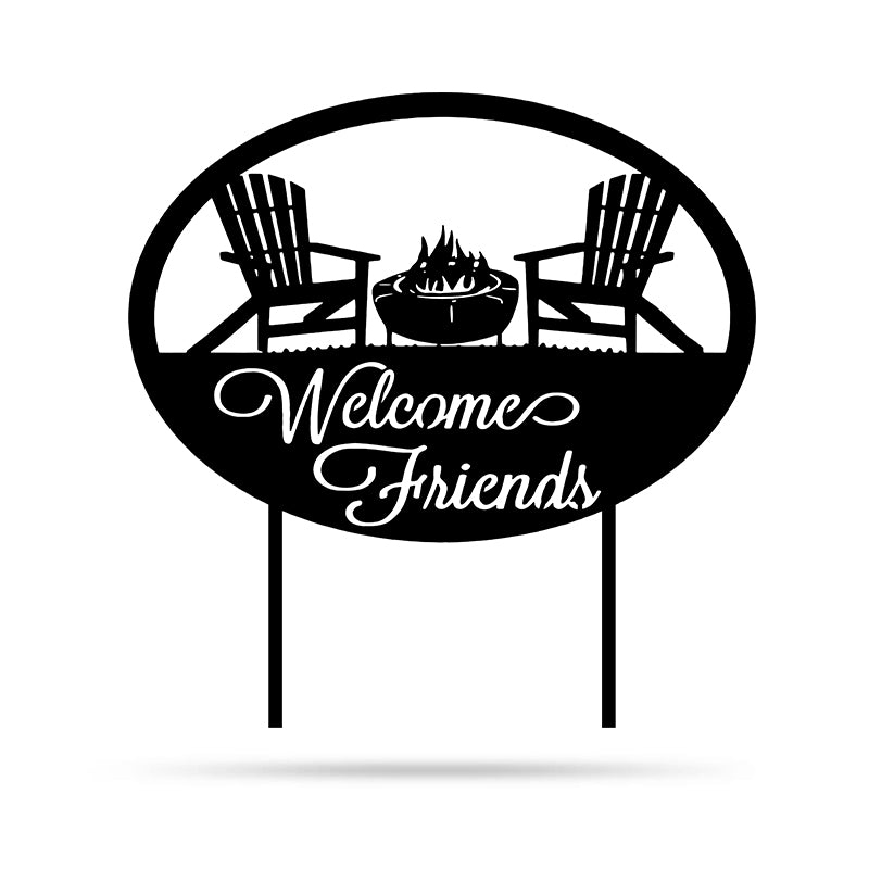 Camping Round Metal Wall Art