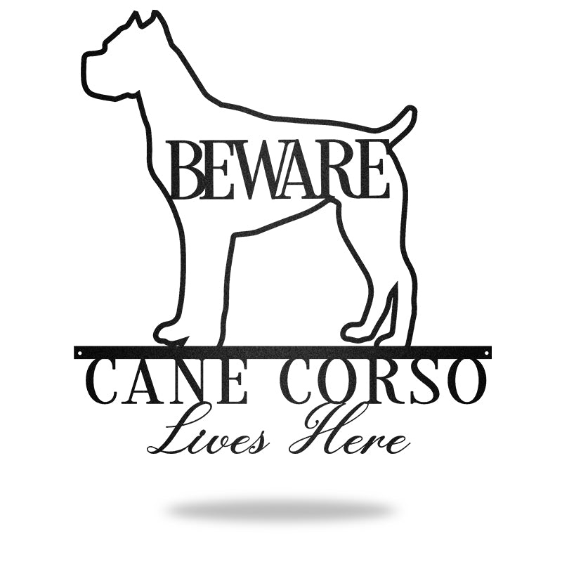 Beware Cane Corso Bone Dog Dog House Sign Metal Wall Art