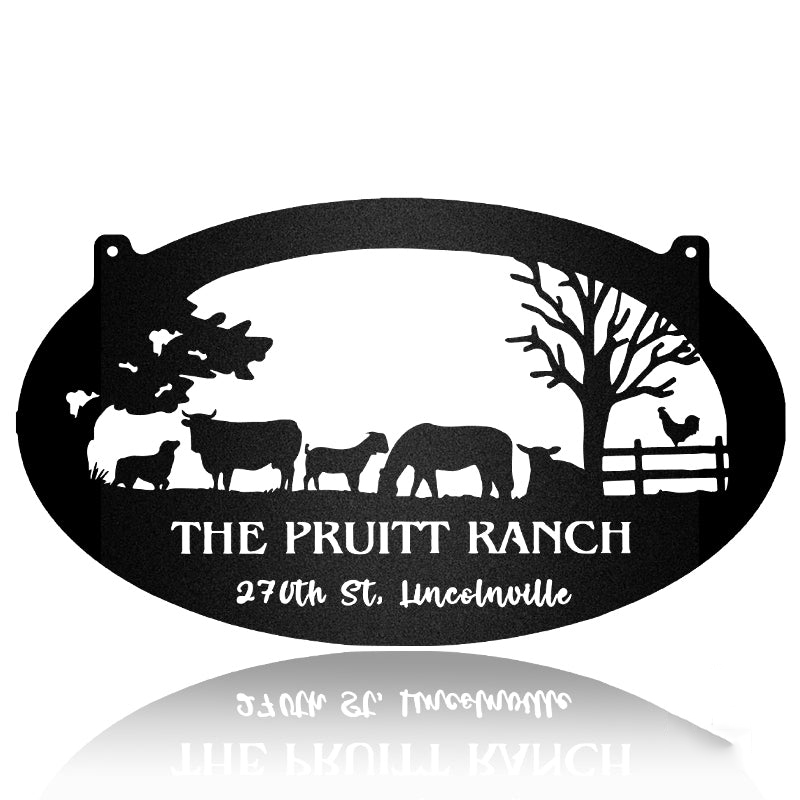 Cattle Horse Goat Sheep Dog Chicken Fence Farm Sign Metal Wall Art Decor