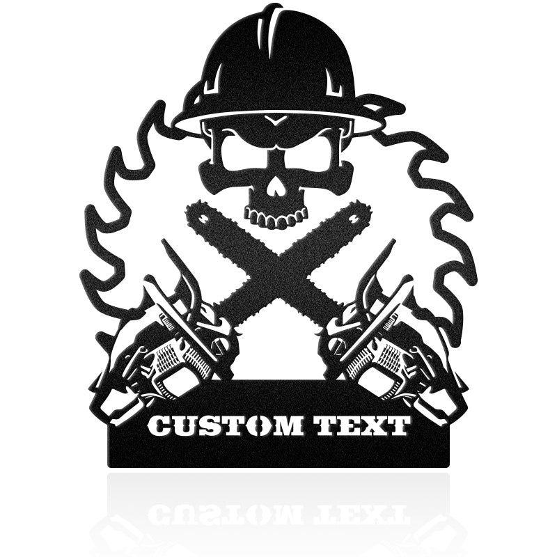 Chainsaws Skull Logger Metal Wall Art