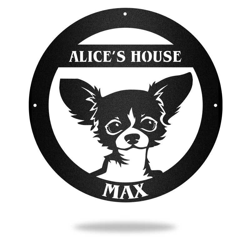 Chihuahua And Bloodhound Guard Dog House Sign Metal Wall Art