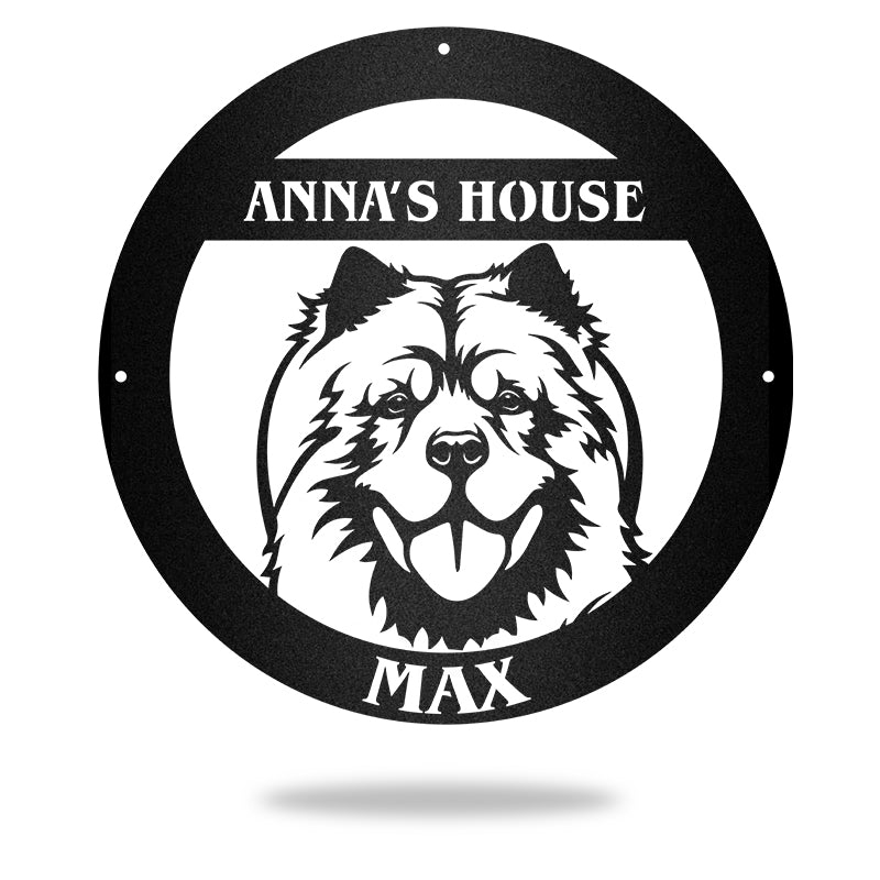 Chow Chow Guard Personalized Dog House Sign Metal Wall Art