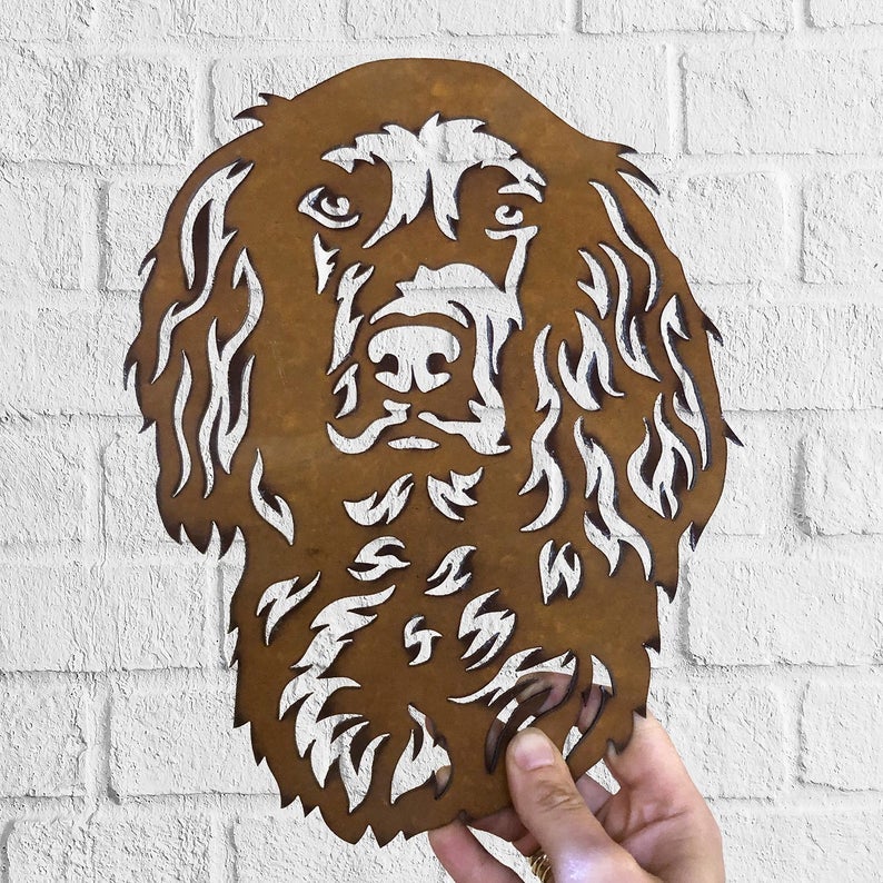 Cocker Spaniel Working Dog Rustic Garden Art Sculpture Dog House Sign Metal Wall Art