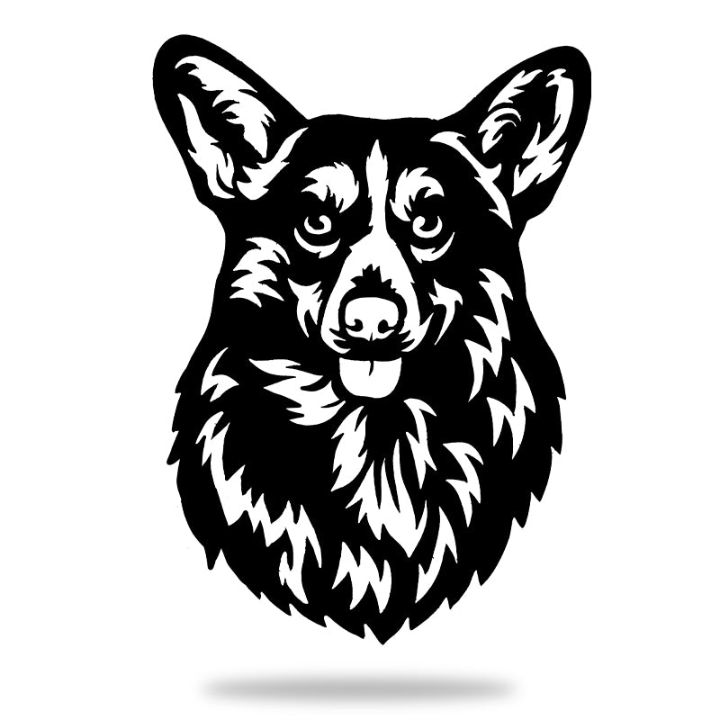 Corgi Dog Rustic Garden Art Sculpture Dog House Sign Metal Wall Art