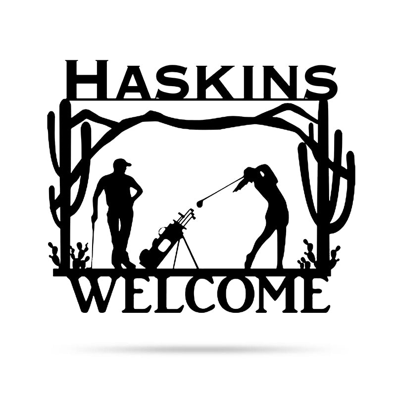 Couple Golfing 0 Metal Wall Art