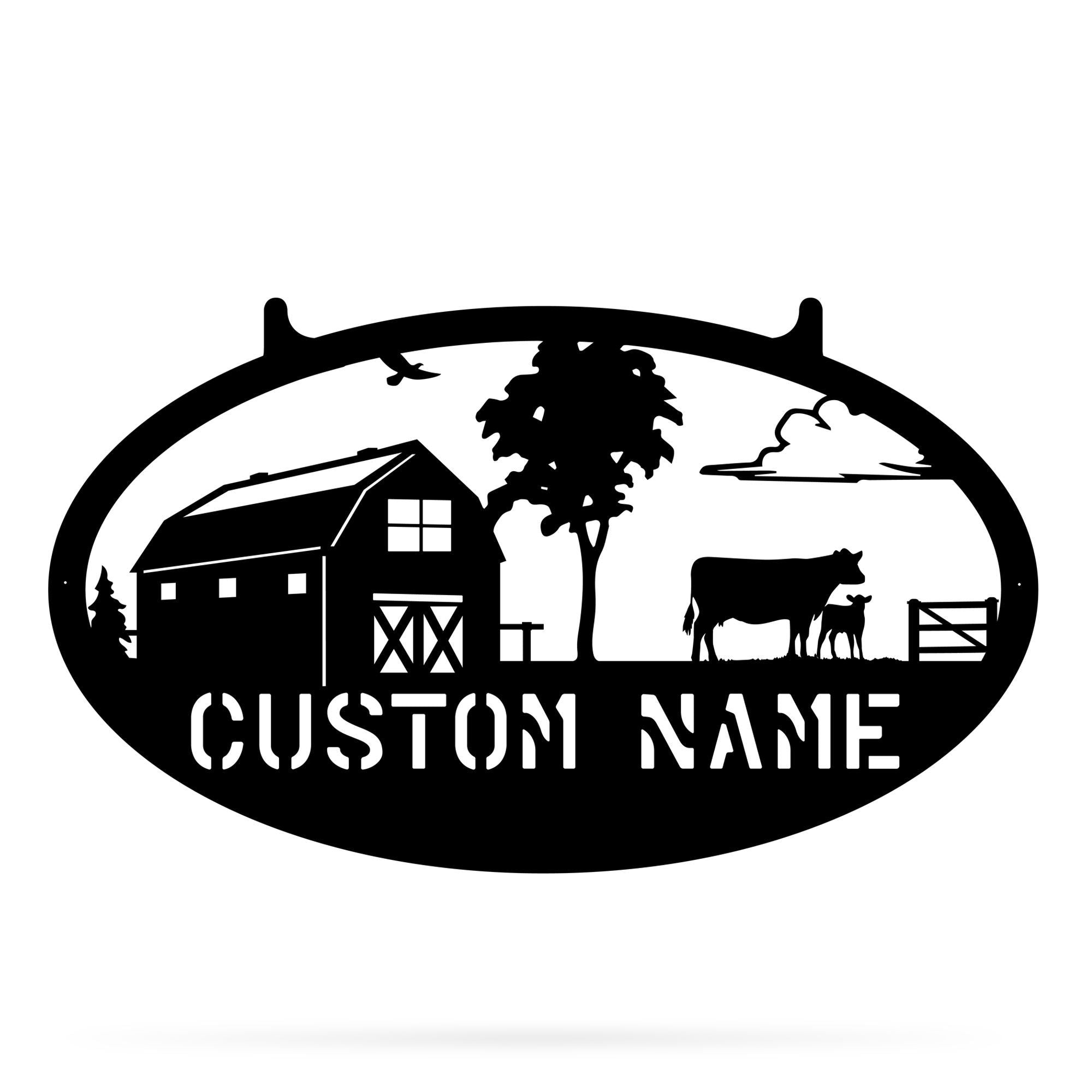 Cow Farm Monogram Metal Wall Art
