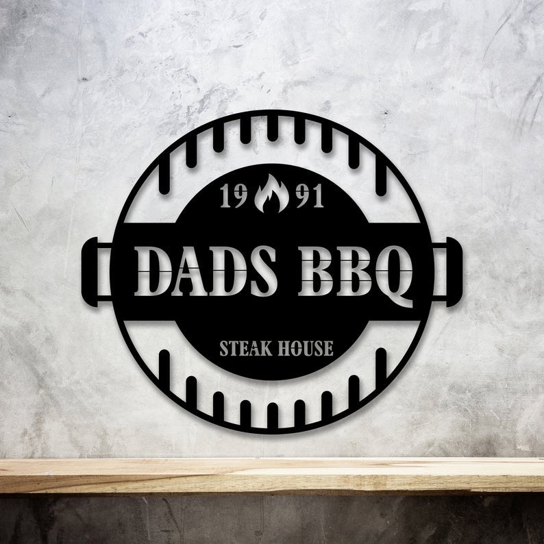 Custom Bbq Sign, Personalized Gifts For Dad Metal Wall Art