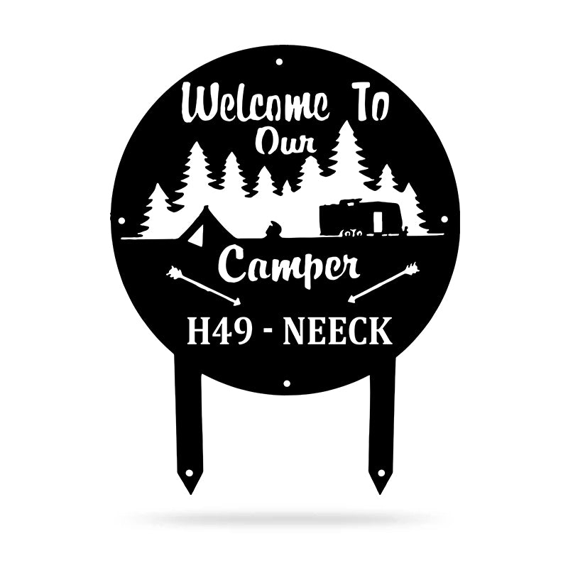 Custom Camper Sign Personalized Name Camper Metal Wall Art
