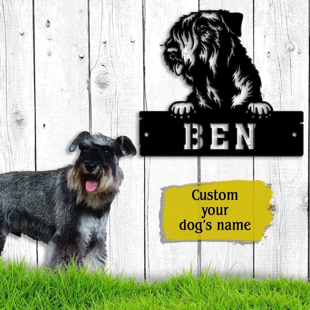 Czech Terrier Monogram Dog House Sign Metal Wall Art