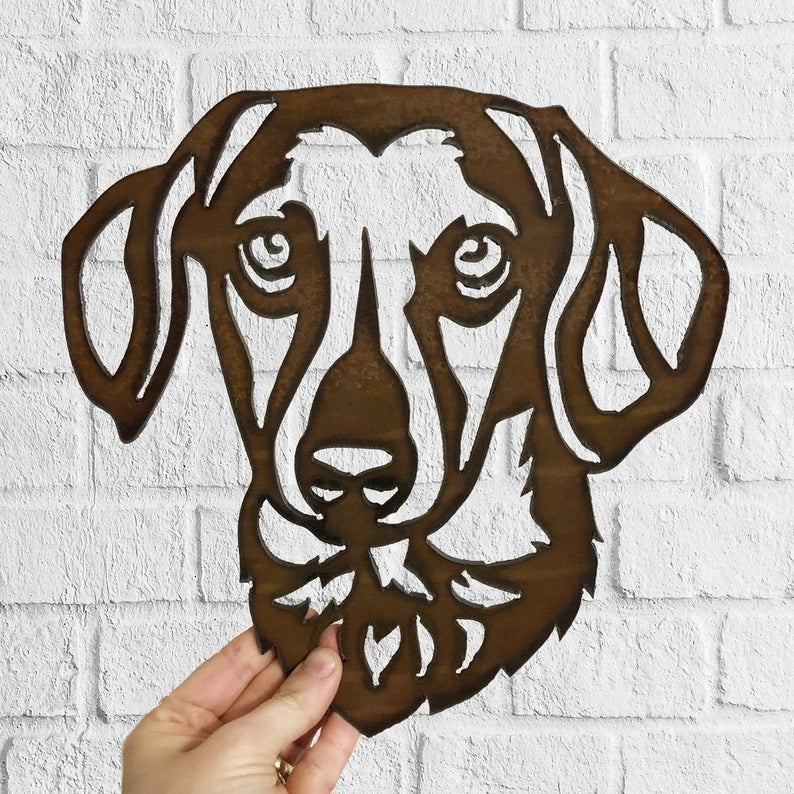 Dachshund Dog Garden Art Sculpture Dog House Sign Metal Wall Art