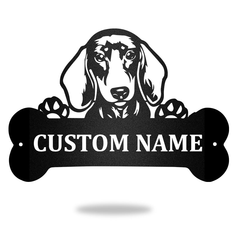 Dachshund Monogram Dog House Sign Metal Wall Art