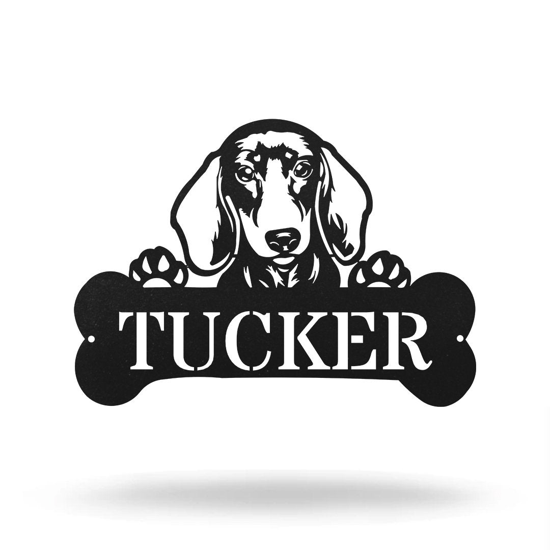 Dachshund Monogram Dog House Sign Metal Wall Art