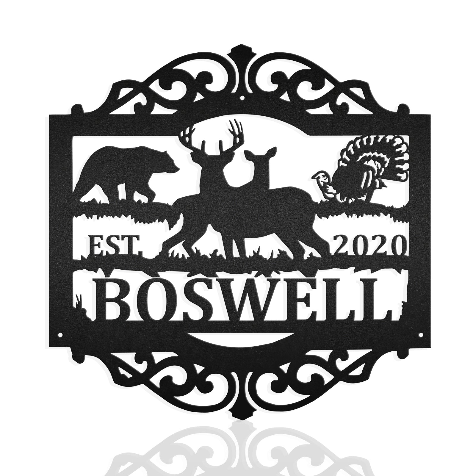 Deer And Turkey Custom Name Deer Sign Metal Wall Art