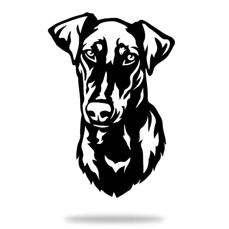 Doberman Dog Rustic Garden Art Sculpture Dog House Sign Metal Wall Art