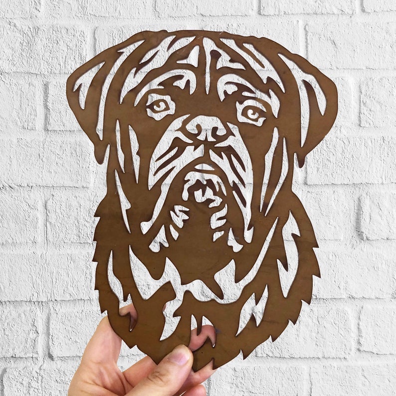 Dogue De Bordeaux Dog Rustic Dog House Sign Metal Wall Art