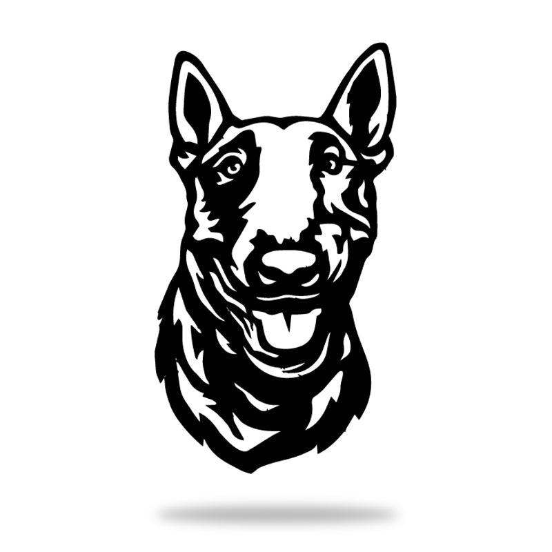 English Bull Terrier Dog Rustic Garden Art Sculpture Dog House Sign Metal Wall Art