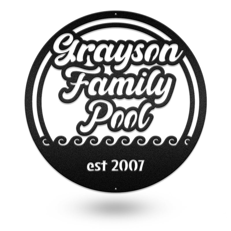 My Family Pool Est Swimming Decoration Metal Wall Art