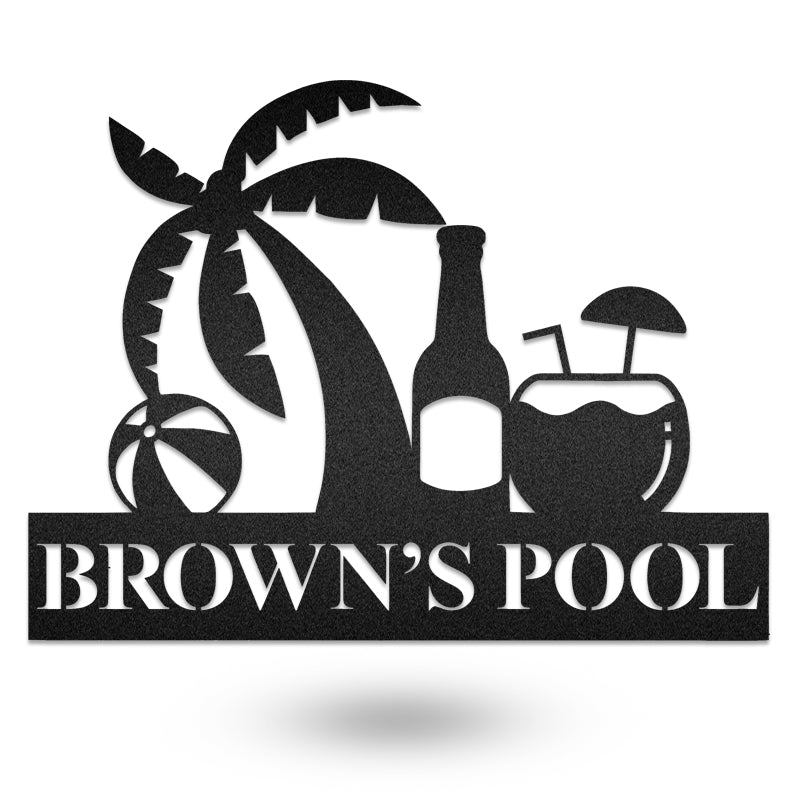 Family'S Pool Swimming Decoration Metal Wall Art