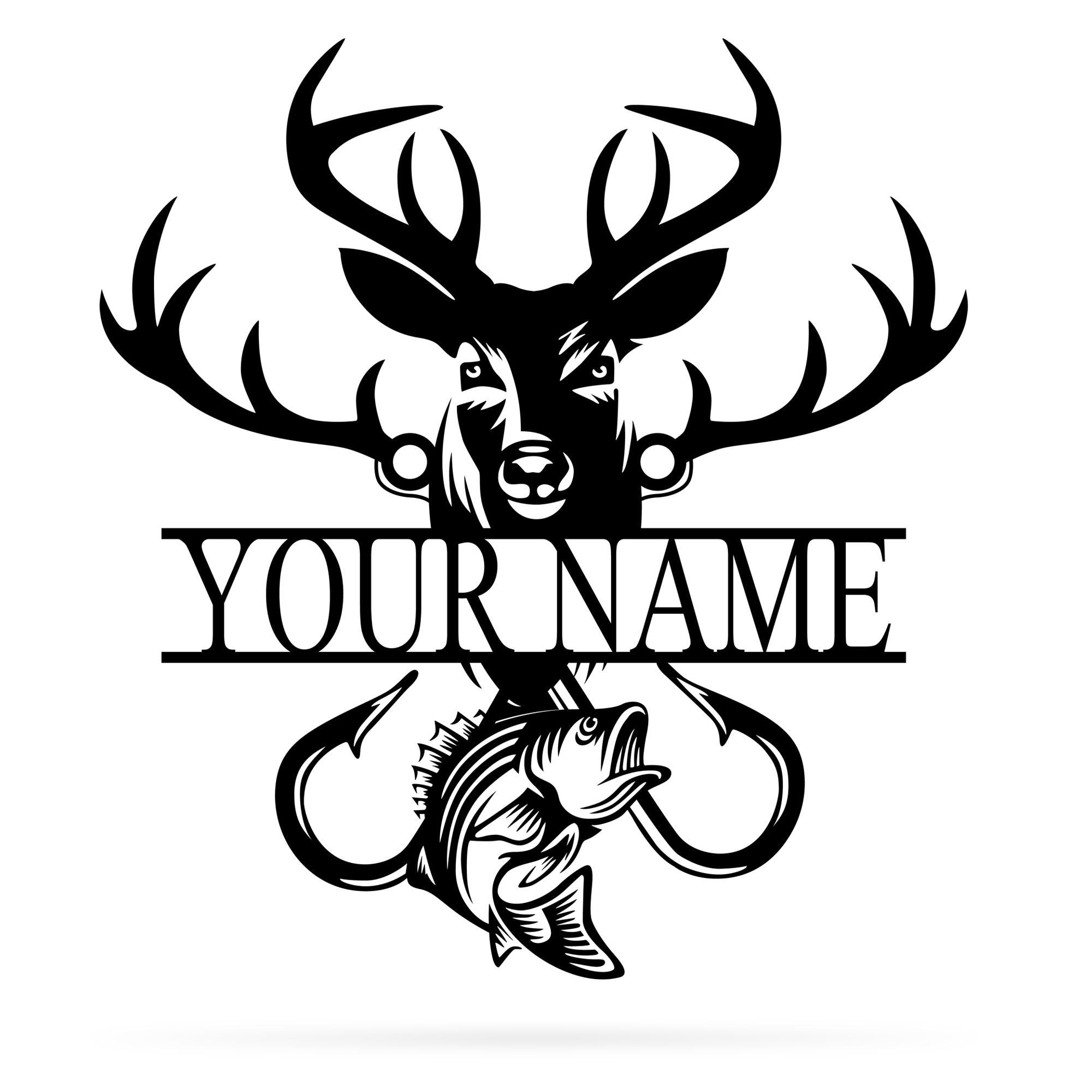 Fishing & Hunting Monogram Metal Wall Art