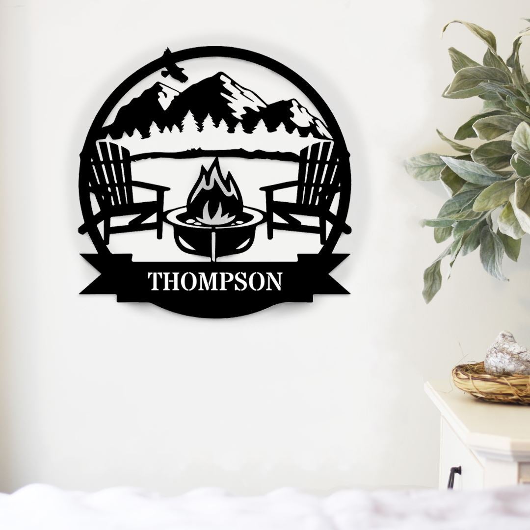 Camping Monogram Metal Wall Art