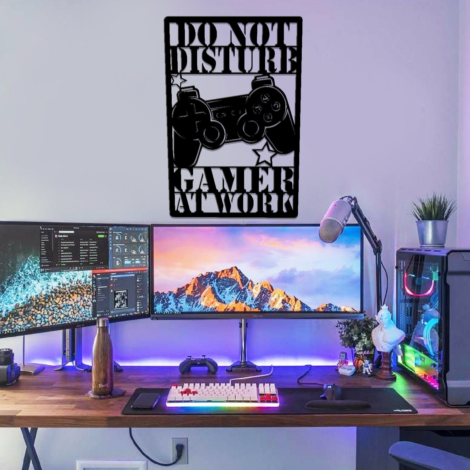 Gamer At Work Metal Wall Art