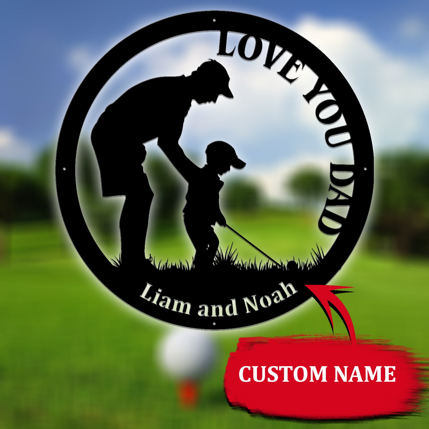 Golfer Father Metal Wall Art