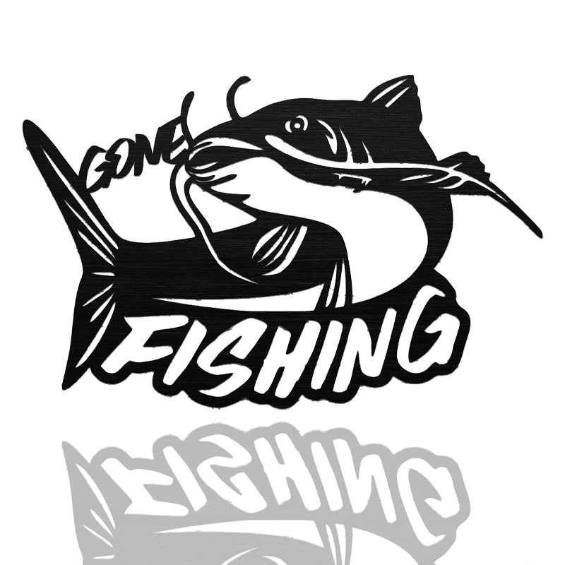 Gone Fishing Catfish Trout Name Sign Metal Wall Art Decor