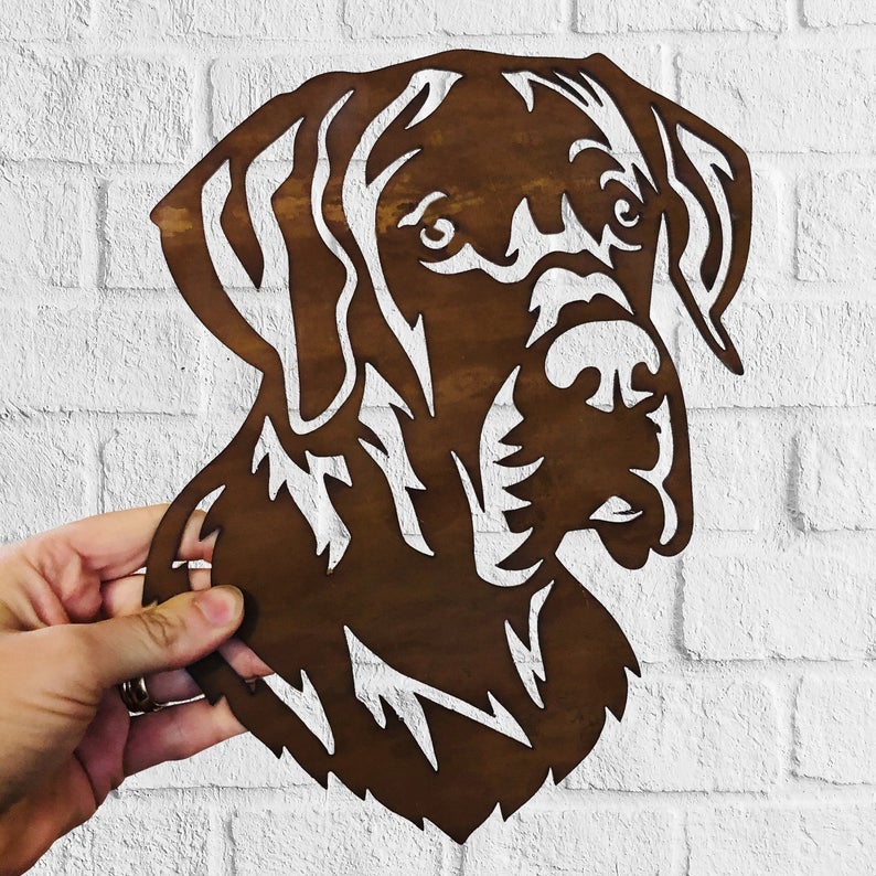 Great Dane Dog Rustic Garden Art Sculpture Dog House Sign Metal Wall Art