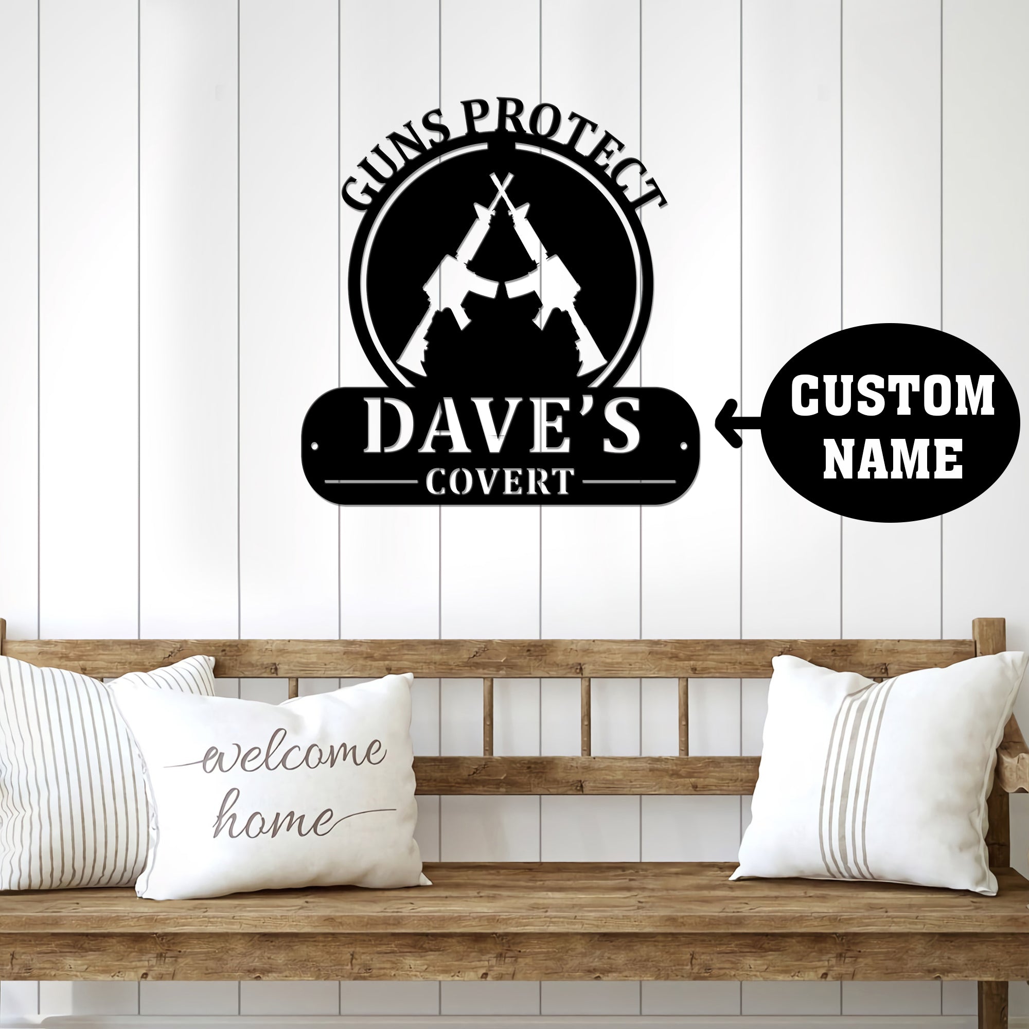 Gun Protect Covert Metal Wall Art