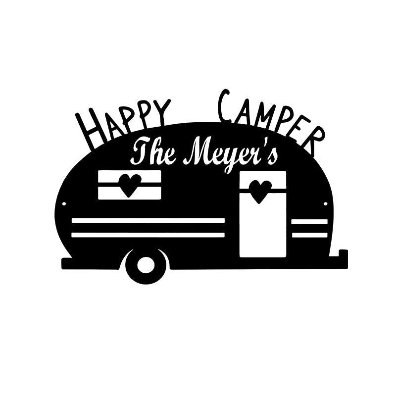 Happy Camper Family Name Metal Wall Art