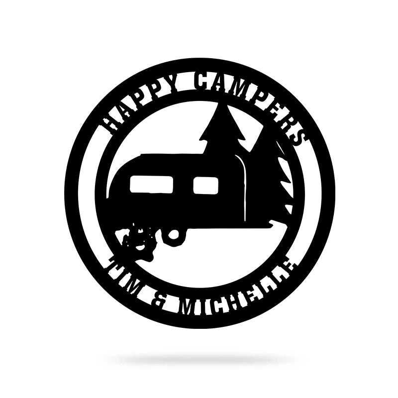 Happy Campers Personalized Metal Wall Art