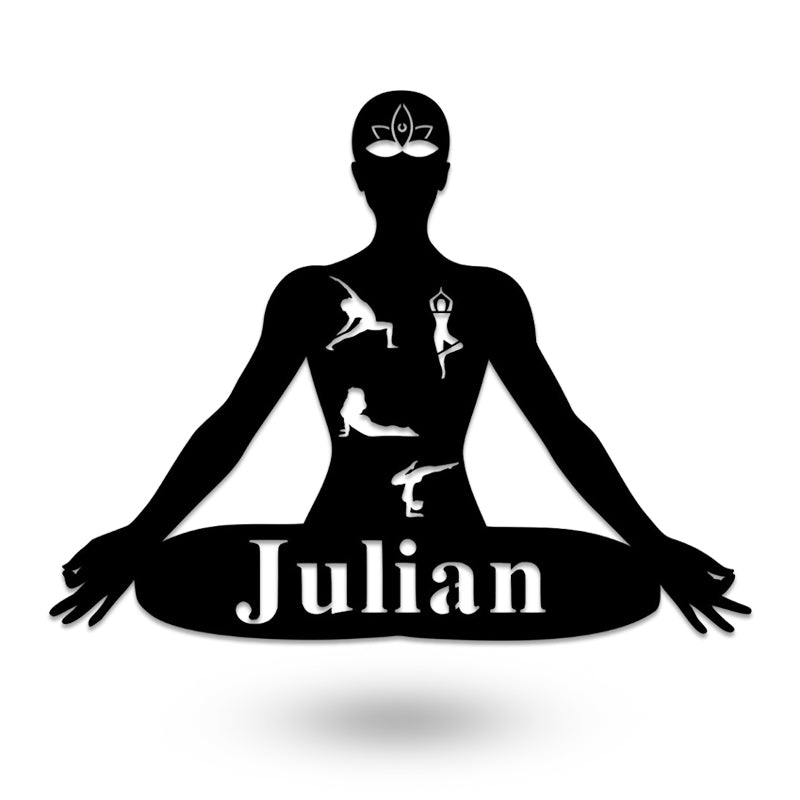 Custom Name Home Yoga Metal Wall Art