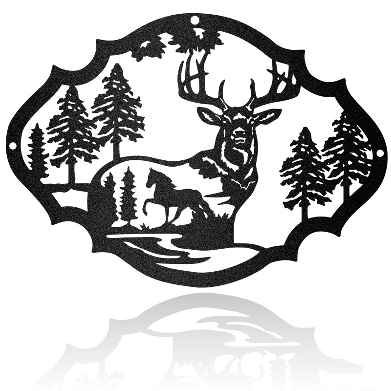 Horse And Deer Custom Sign Metal Wall Art