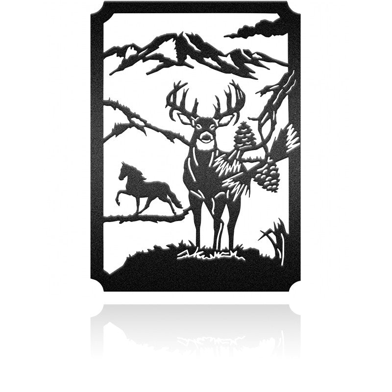 Horse And Elk Personalized Horse Metal Sign Wall Art