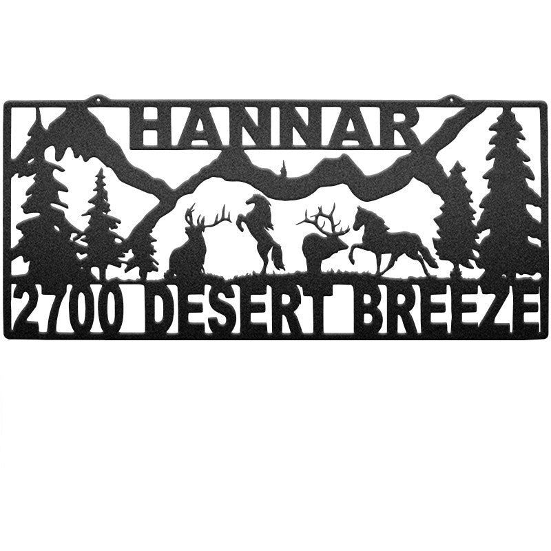 Horse And Deer In Jungle Custom Metal Hunting Sign Metal Wall Art