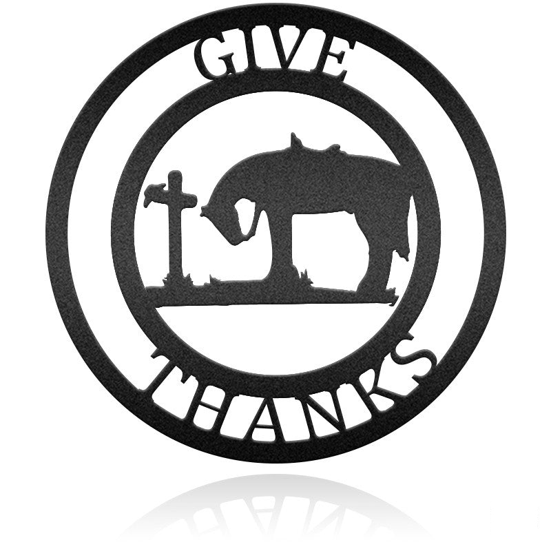 Horse At Cross Personalized Horse Metal Sign Wall Art