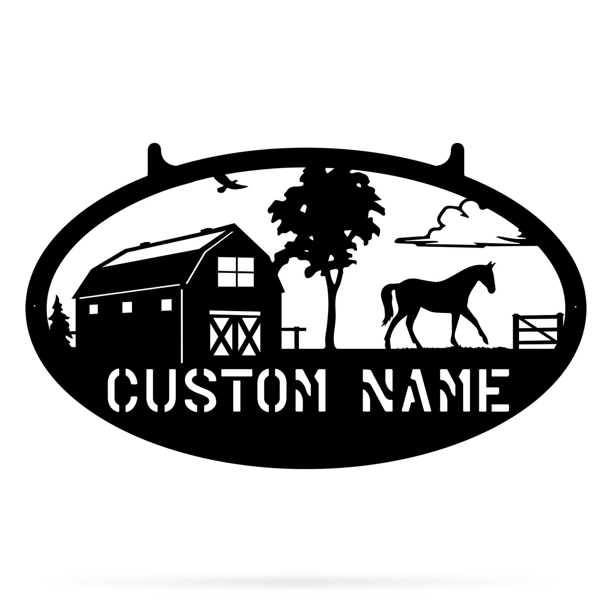 Horse Farm Monogram Personalized Horse Metal Sign Wall Art