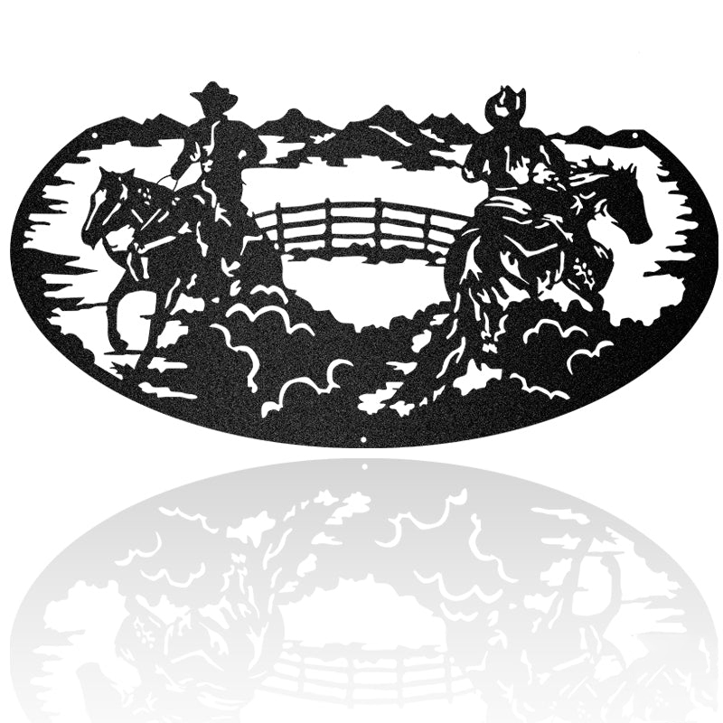 Cowboy Horse Rider Couple Custom Sign Metal Wall Art