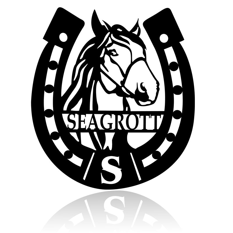 Horse Shoe Sign Personalized Horse Metal Sign Metal Wall Art