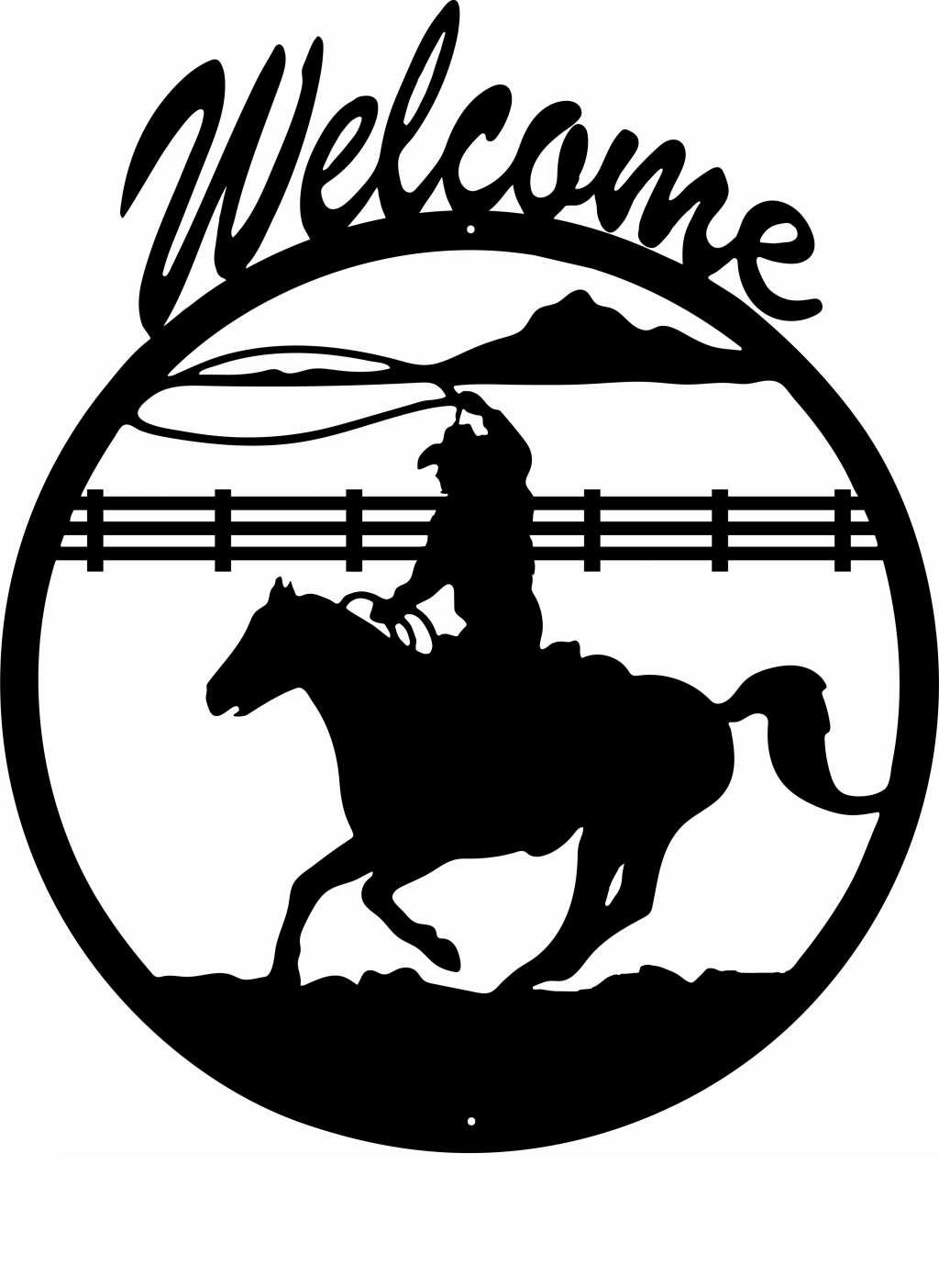 Welcome Horse Cowboy Metal Wall Art Decor