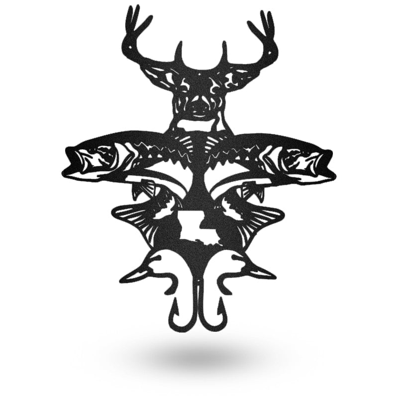 Deer And Fish Custom Metal Hunting Sign Metal Wall Art