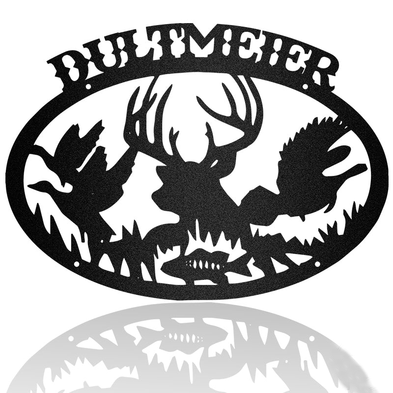 Deer Duck Pheasant & Fish Custom Deer Camp Sign Hunting Metal Wall Art