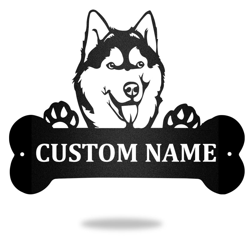 Husky Monogram Dog House Sign Metal Wall Art