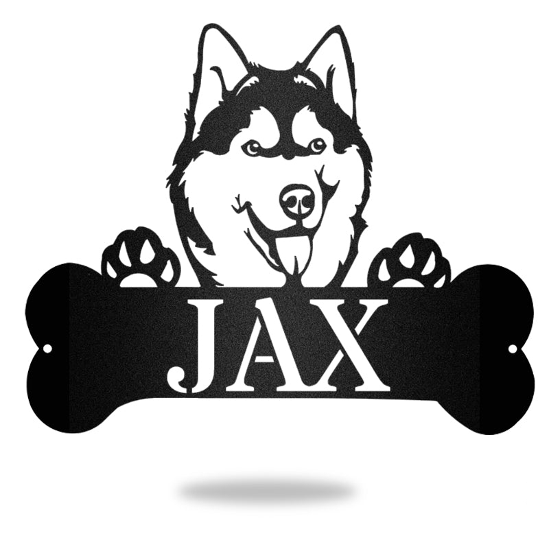 Husky Monogram Dog House Sign Metal Wall Art