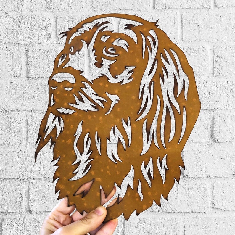 Irish Setter Dog Rustic Garden Art Sculpture Dog House Sign Metal Wall Art